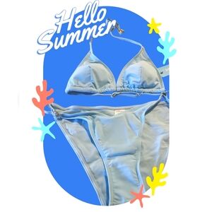Women's swimsuit with removable padded bras, adjustable blue only L sexy
